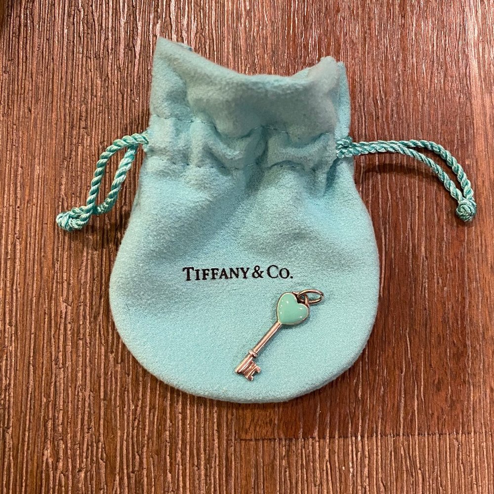 Tiffany & Co. Blue Enamel Heart Key Pendant